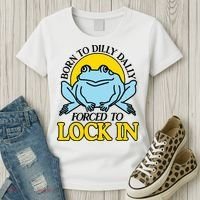Born To Dilly Dally Forced To Lock In Frog Women's T-Shirt thumb 3
