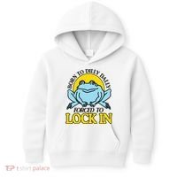 Born To Dilly Dally Forced To Lock In Frog Kids Hoodie thumb 0
