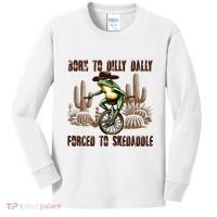 Born To Dilly Dally Forced To Skedaddle Frog Kids Long Sleeve Shirt thumb 0
