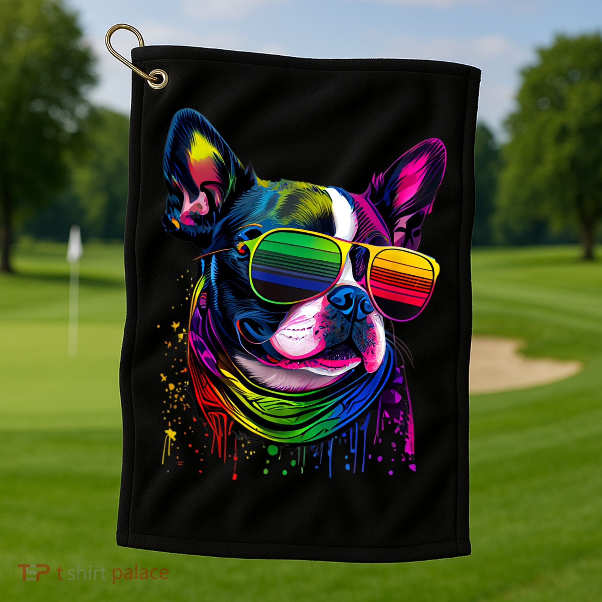 Boston Terrier Dog Mom & Dad Dog Lover Golf Towel