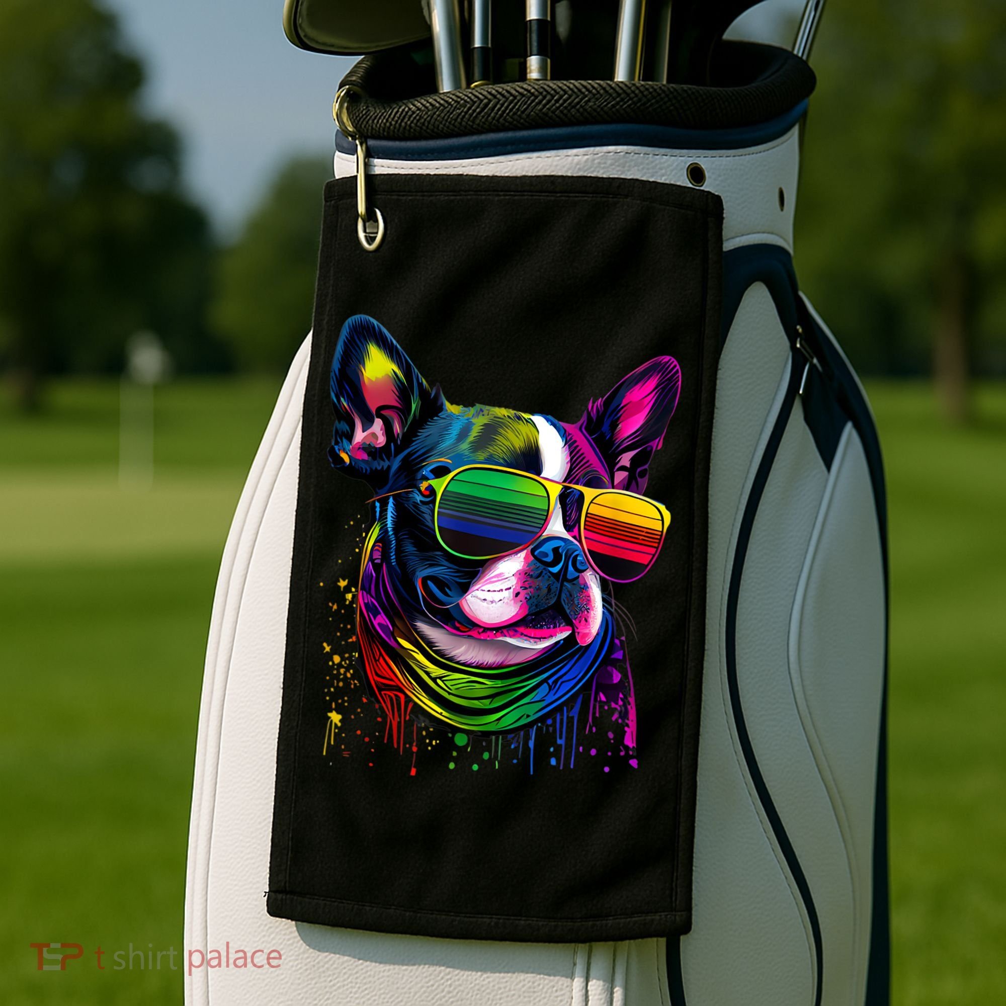 Boston Terrier Dog Mom & Dad Dog Lover Golf Towel