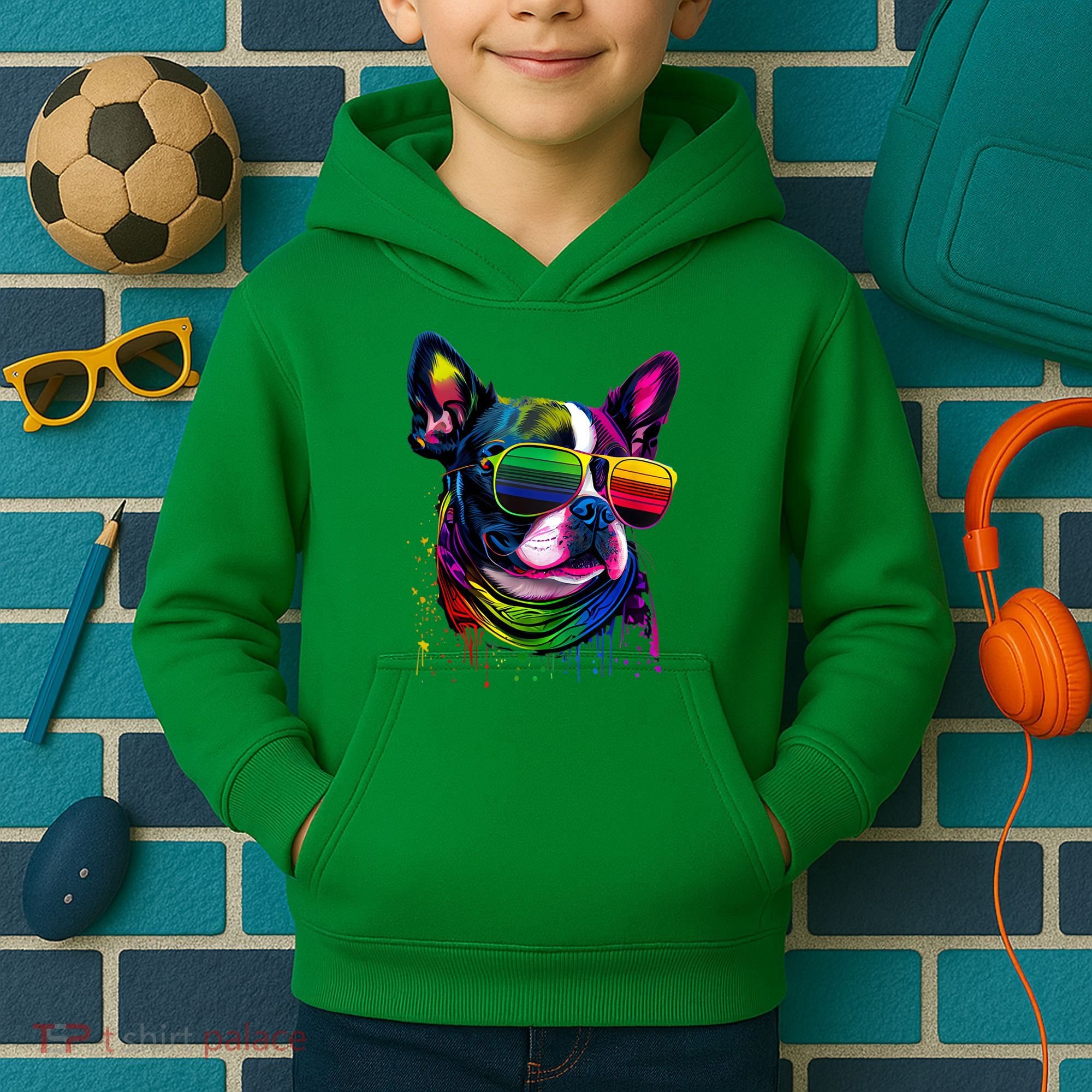 Boston Terrier Dog Mom & Dad Dog Lover Kids Hoodie