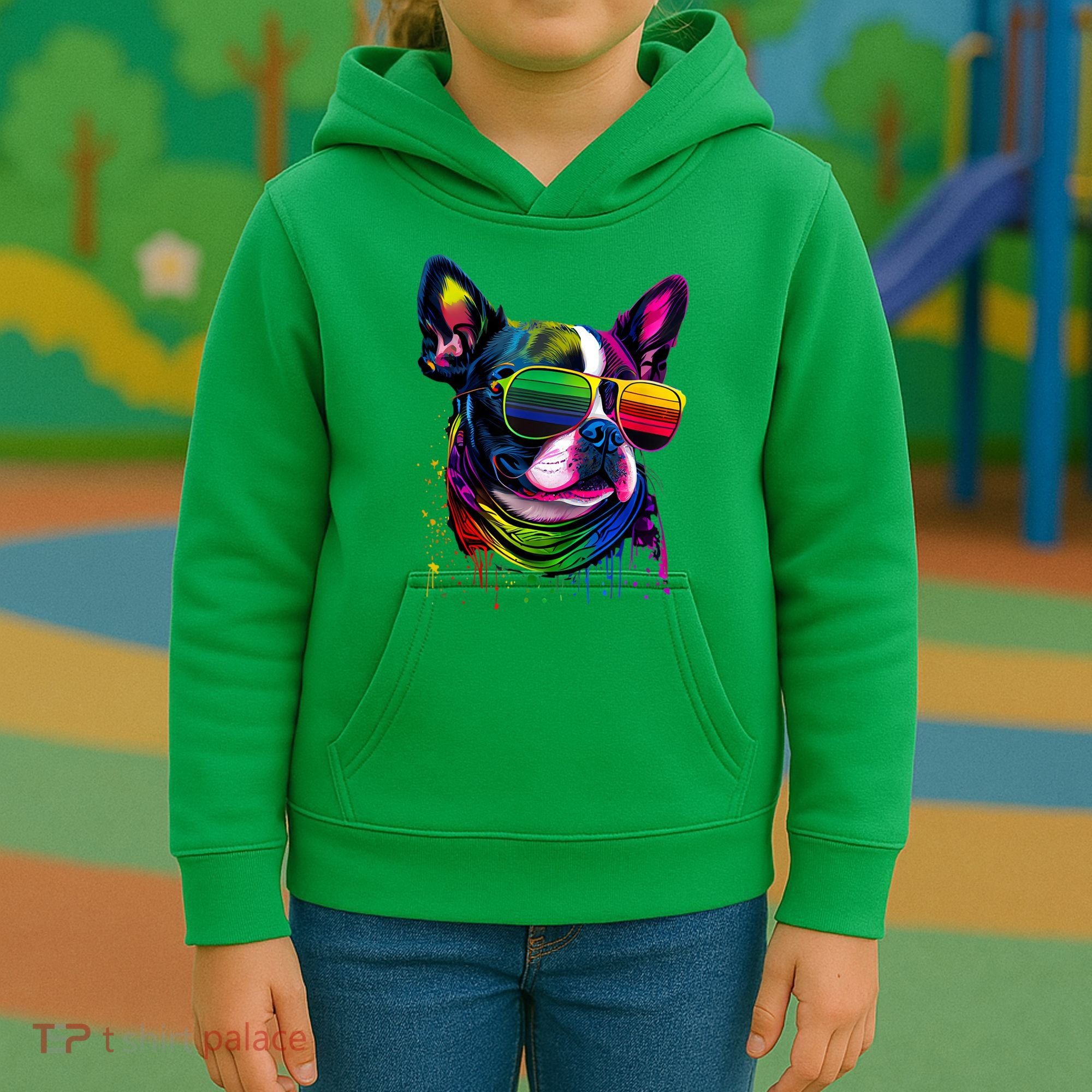 Boston Terrier Dog Mom & Dad Dog Lover Kids Hoodie