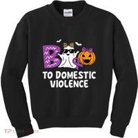 Boo To Domestic Violence Domestic Violence Awareness Kids Sweatshirt thumb 0