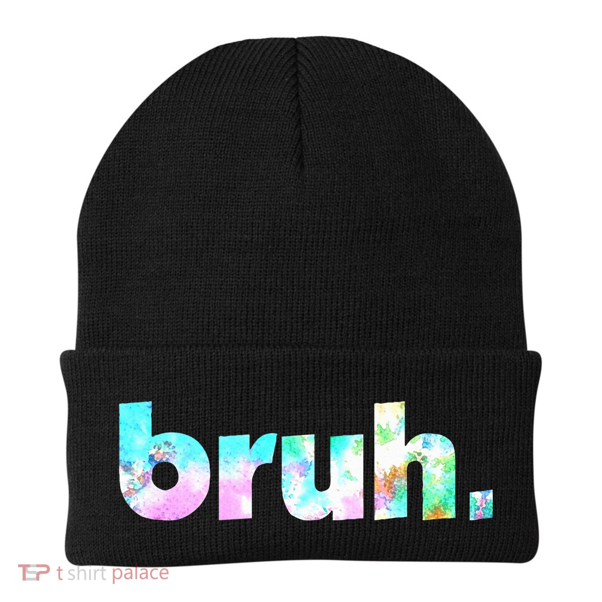 Bruh Tie Dye Brah Bro Dude Greeting Slang Funny Meme Saying Beanie
