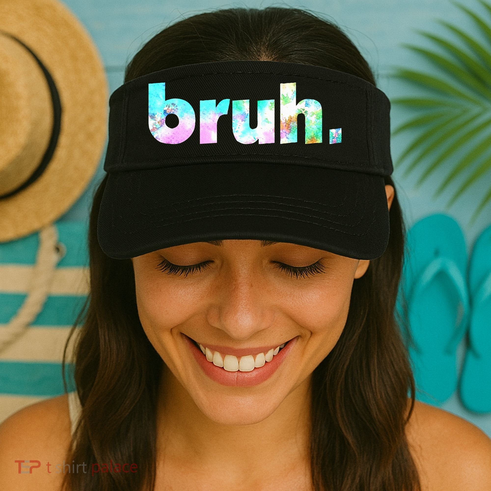 Bruh Tie Dye Brah Bro Dude Greeting Slang Funny Meme Saying Visor