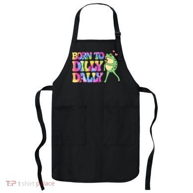 Born To Dilly Dally Playful Frog Fun Apron