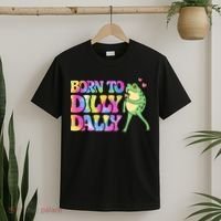 Born To Dilly Dally Playful Frog Fun T-Shirt thumb 2