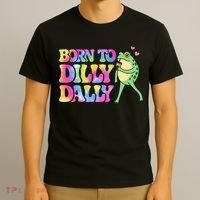 Born To Dilly Dally Playful Frog Fun T-Shirt thumb 3