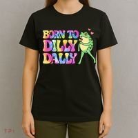 Born To Dilly Dally Playful Frog Fun T-Shirt thumb 4