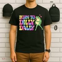 Born To Dilly Dally Playful Frog Fun T-Shirt thumb 6