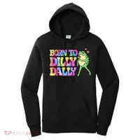 Born To Dilly Dally Playful Frog Fun Women's Hoodie thumb 0