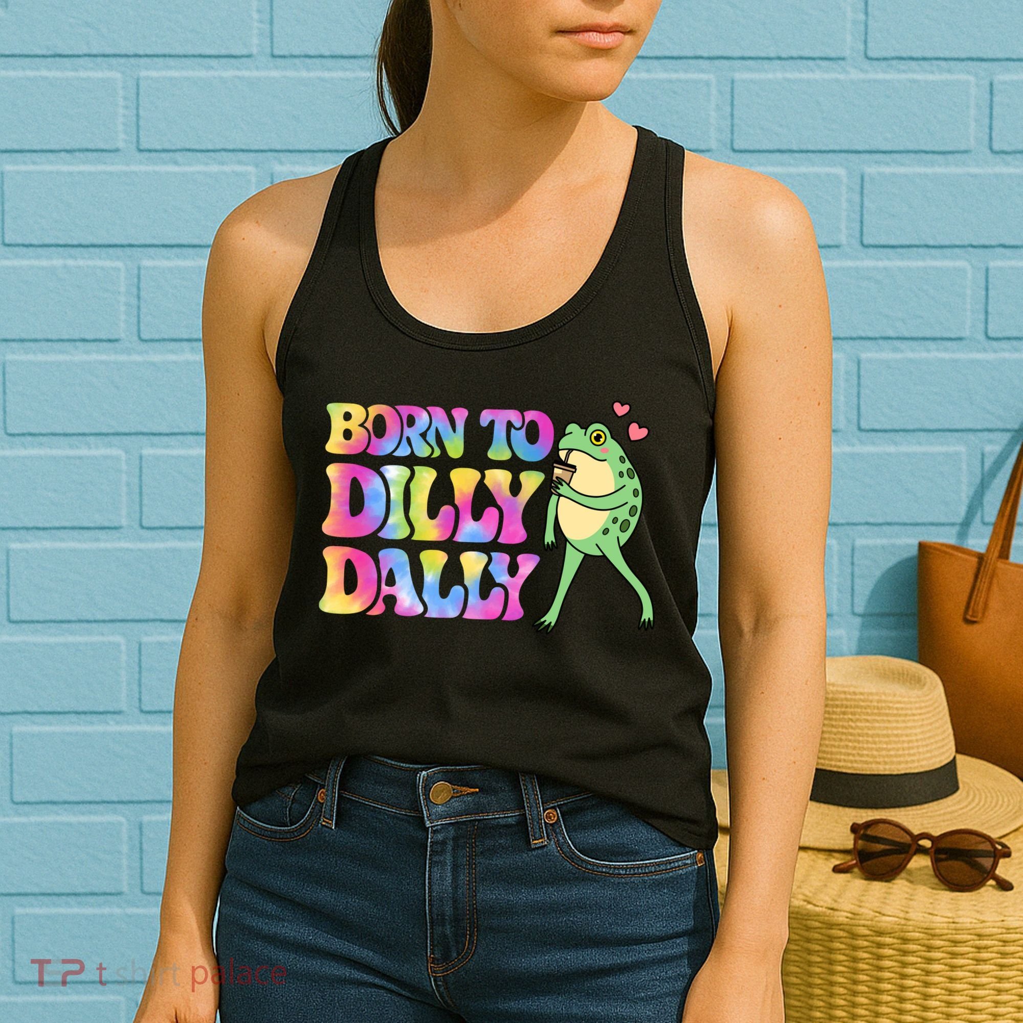 Born To Dilly Dally Playful Frog Fun Women's Tank Top