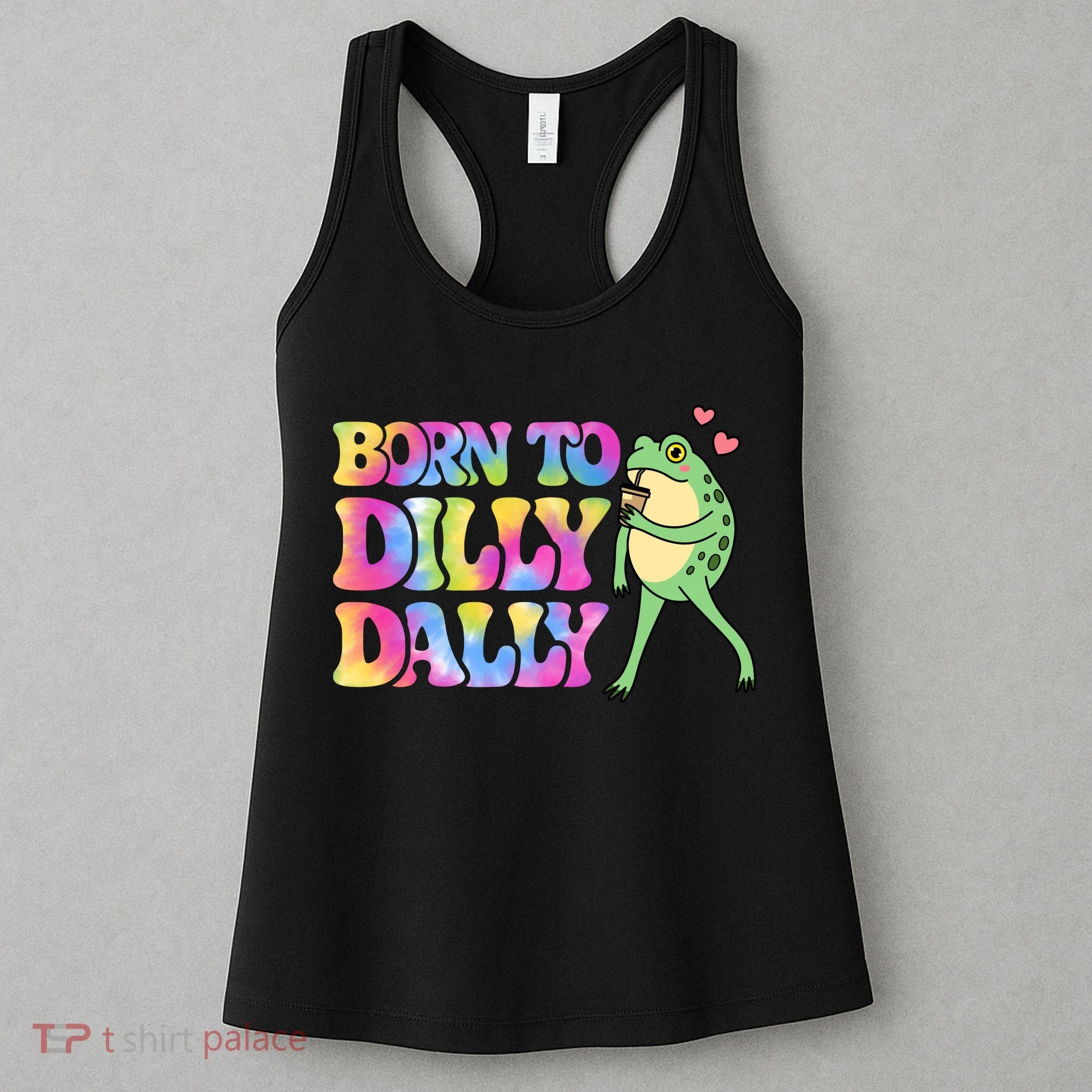 Born To Dilly Dally Playful Frog Fun Women's Tank Top