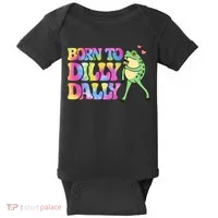 Born To Dilly Dally Playful Frog Fun Baby Bodysuit thumb 0