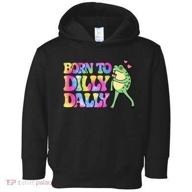Born To Dilly Dally Playful Frog Fun Toddler Hoodie