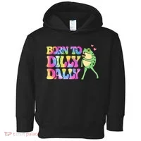 Born To Dilly Dally Playful Frog Fun Toddler Hoodie thumb 0