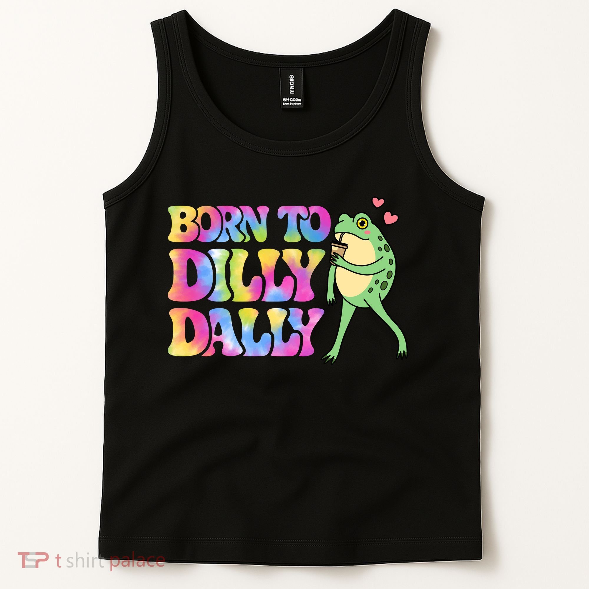 Born To Dilly Dally Playful Frog Fun Tank Top