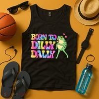 Born To Dilly Dally Playful Frog Fun Tank Top thumb 4