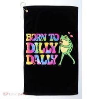 Born To Dilly Dally Playful Frog Fun Golf Towel thumb 0