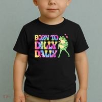 Born To Dilly Dally Playful Frog Fun Toddler T-Shirt thumb 2