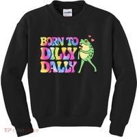 Born To Dilly Dally Playful Frog Fun Kids Sweatshirt thumb 0