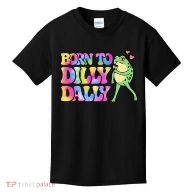 Born To Dilly Dally Playful Frog Fun Kids T-Shirt