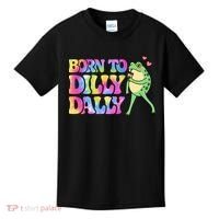 Born To Dilly Dally Playful Frog Fun Kids T-Shirt thumb 0