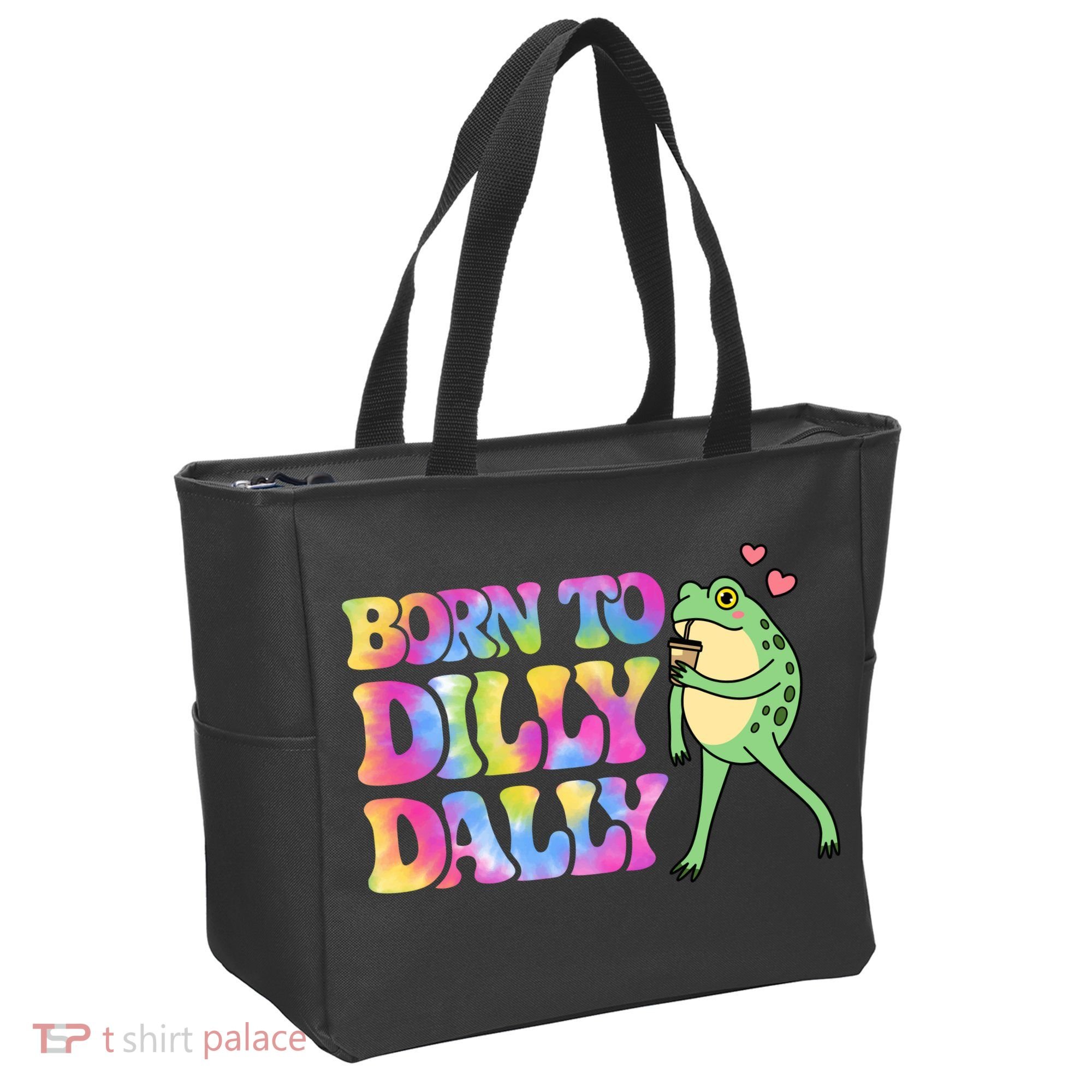 Born To Dilly Dally Playful Frog Fun Tote Bag
