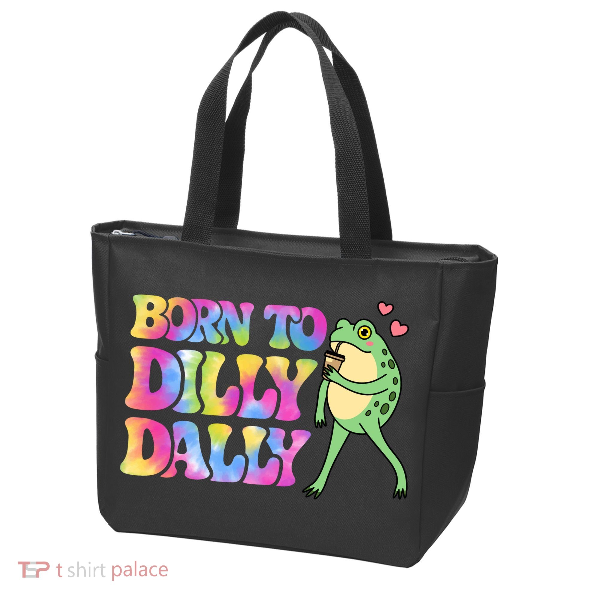 Born To Dilly Dally Playful Frog Fun Tote Bag
