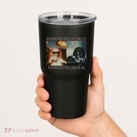 Born To Dilly Dally Forced To Lock In Cat Meme Tumbler thumb 2