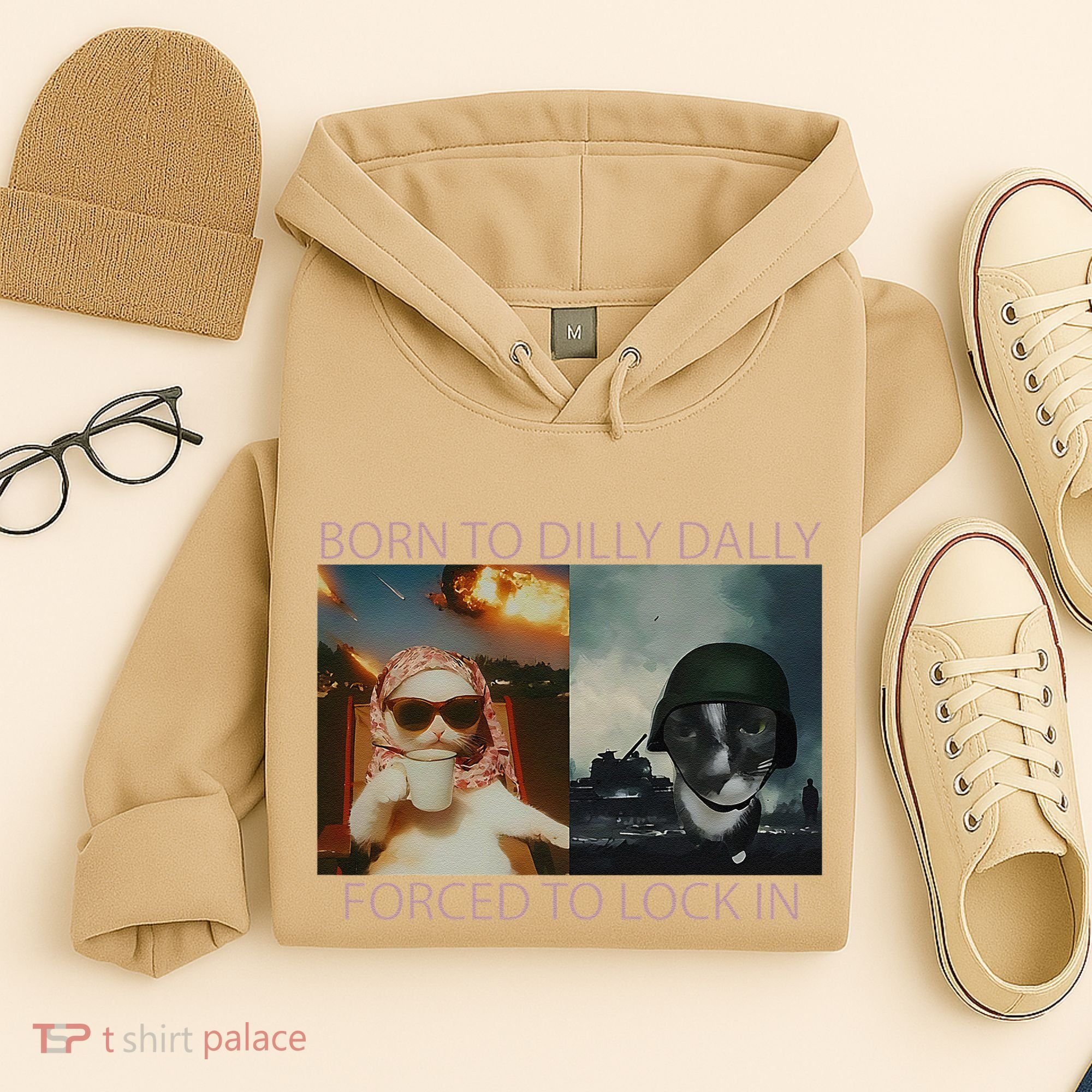 Born To Dilly Dally Forced To Lock In Cat Meme Hoodie