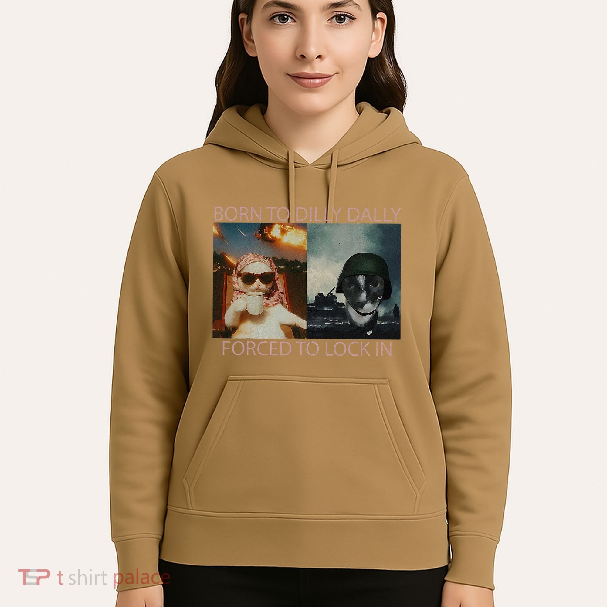 Born To Dilly Dally Forced To Lock In Cat Meme Hoodie