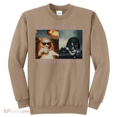 Born To Dilly Dally Forced To Lock In Cat Meme Sweatshirt