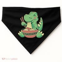 Baby Trex Eating Ramen Noodles USA-Made Doggie Bandana thumb 0