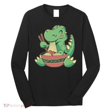 Baby Trex Eating Ramen Noodles Long Sleeve Shirt