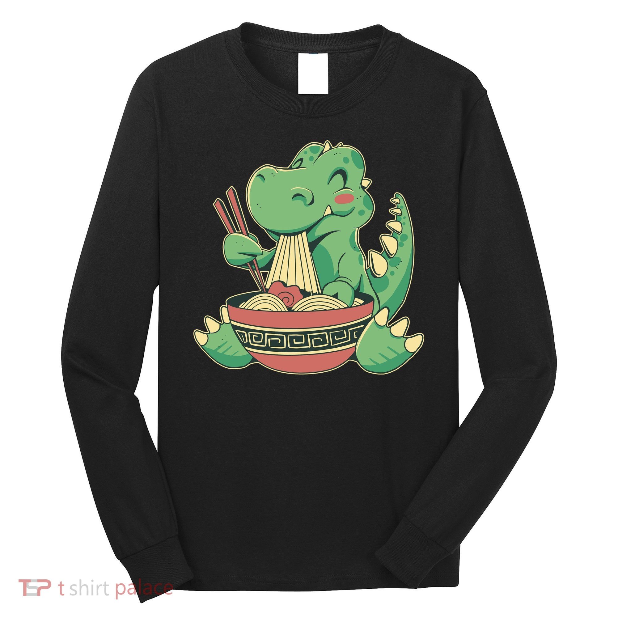 Baby Trex Eating Ramen Noodles Long Sleeve Shirt
