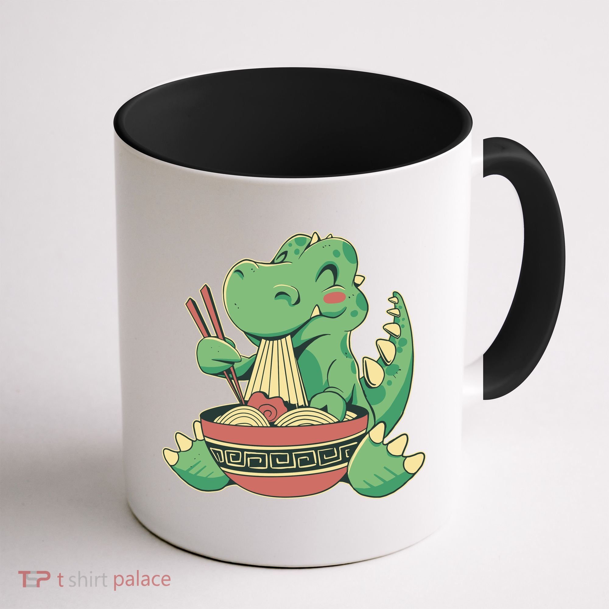 Baby Trex Eating Ramen Noodles Coffee Mug