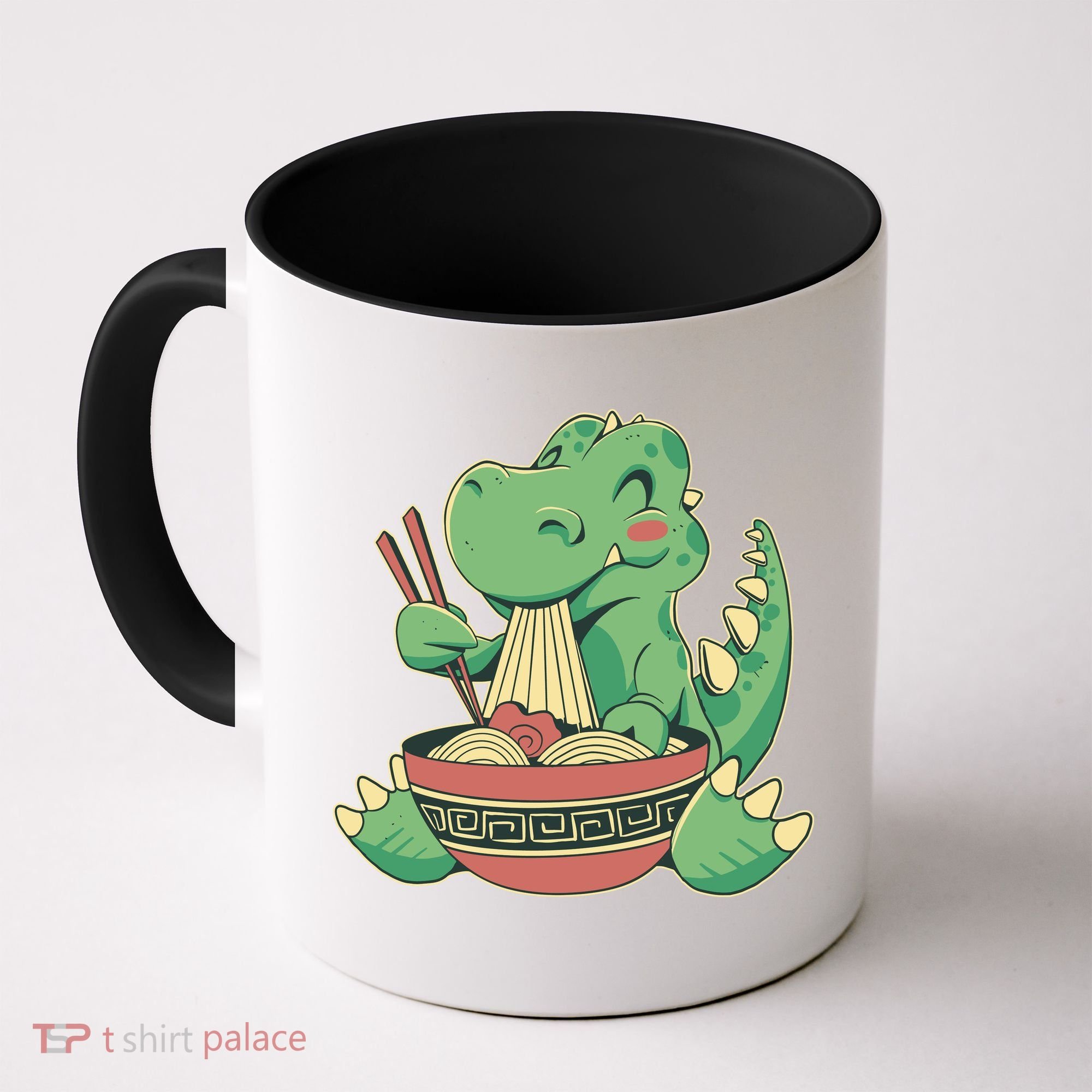 Baby Trex Eating Ramen Noodles Coffee Mug