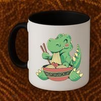 Baby Trex Eating Ramen Noodles Coffee Mug thumb 2