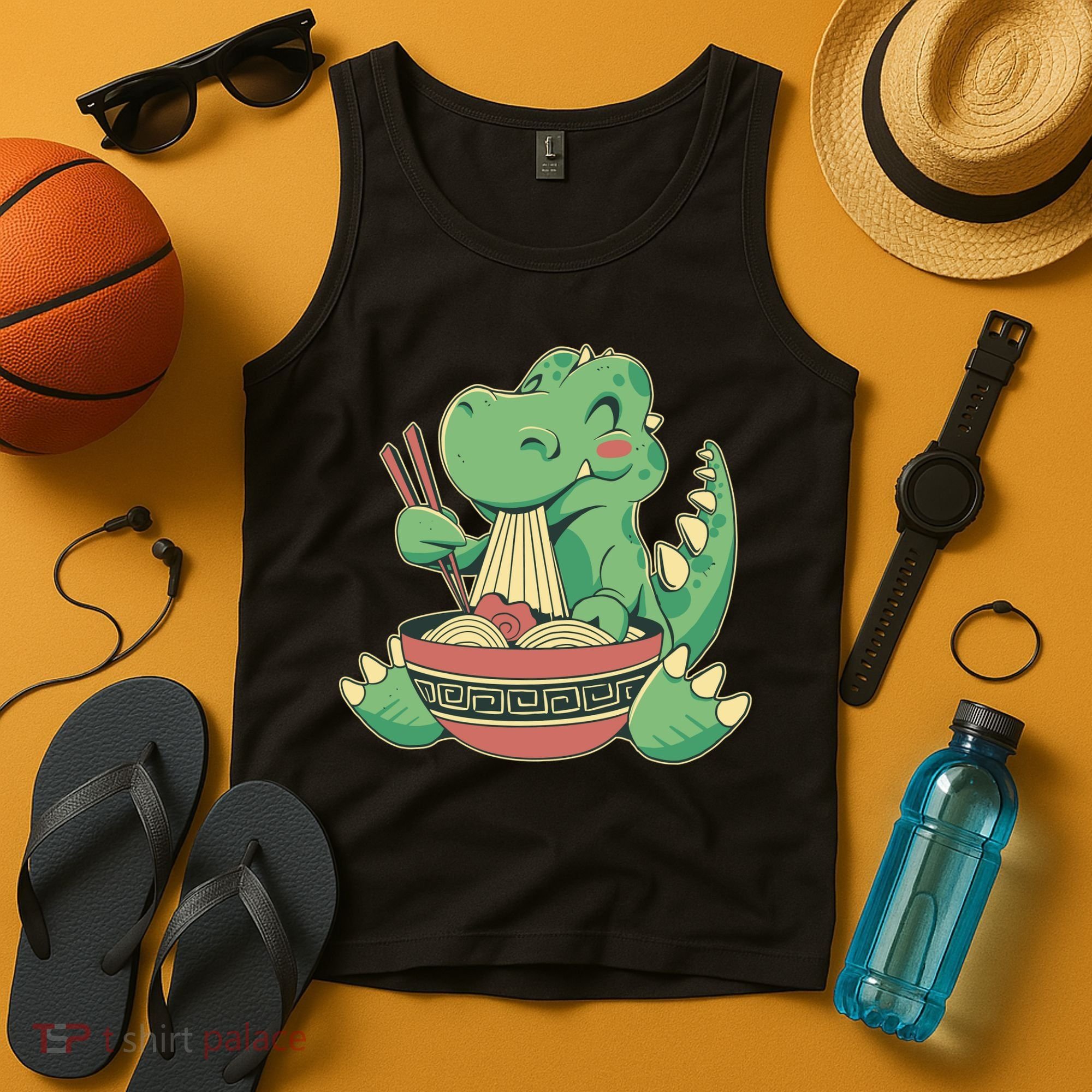 Baby Trex Eating Ramen Noodles Tank Top