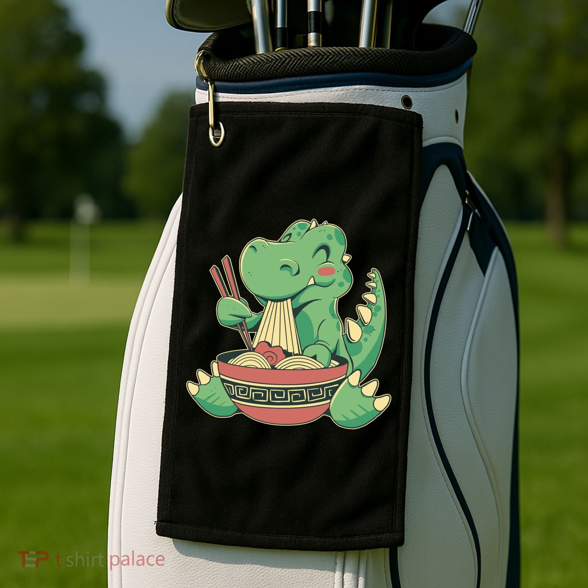 Baby Trex Eating Ramen Noodles Golf Towel