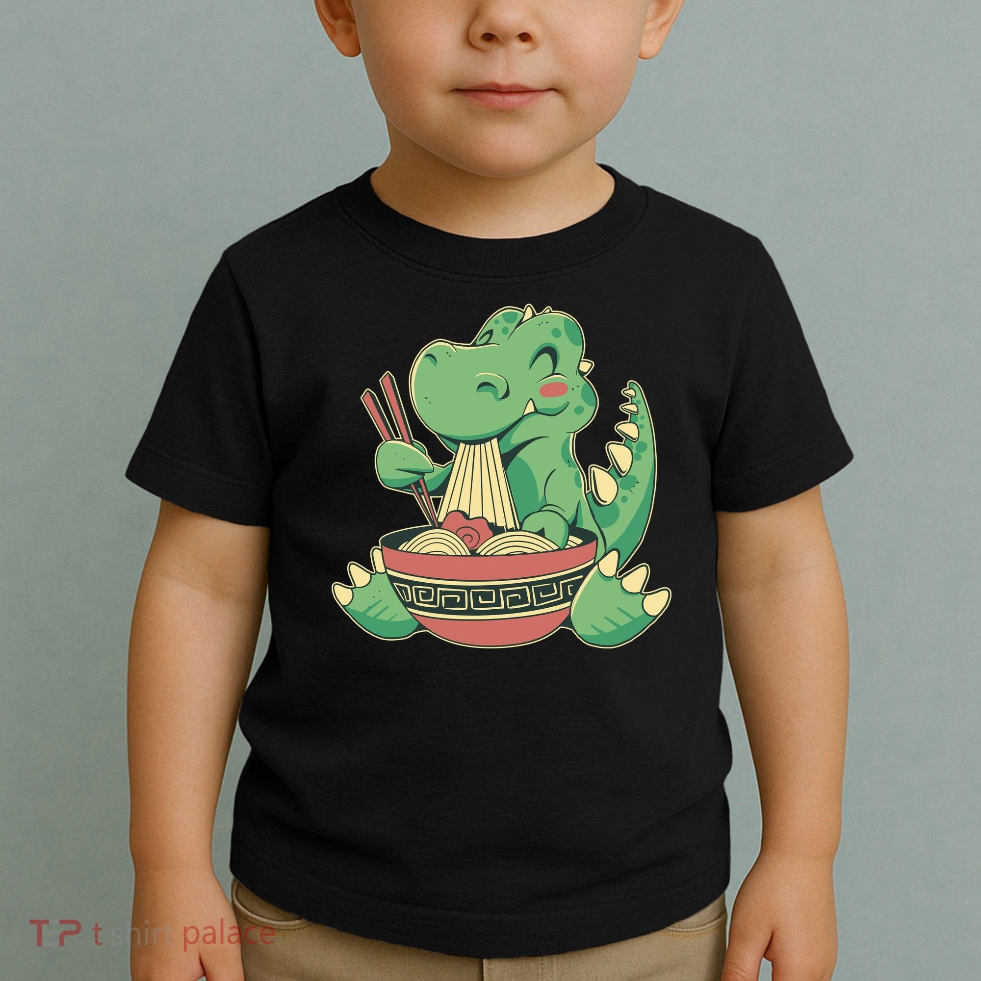 Baby Trex Eating Ramen Noodles Toddler T-Shirt
