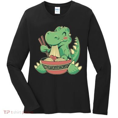 Baby Trex Eating Ramen Noodles Women's Long Sleeve Shirt
