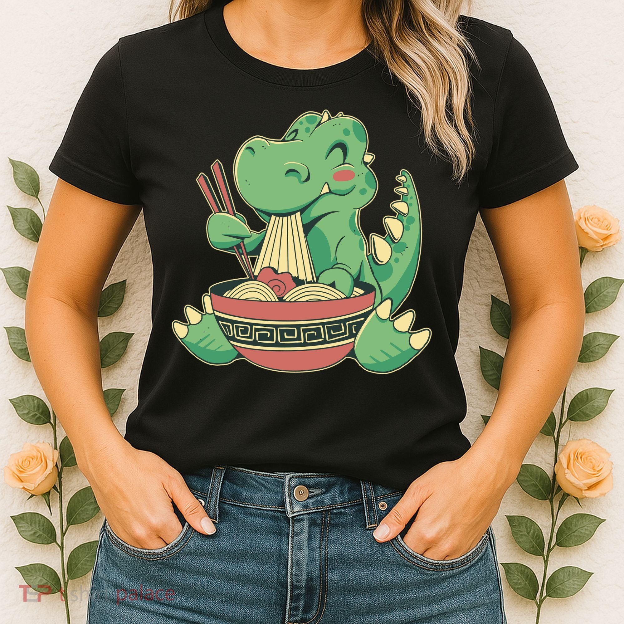 Baby Trex Eating Ramen Noodles Women's T-Shirt