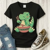 Baby Trex Eating Ramen Noodles Women's T-Shirt thumb 3