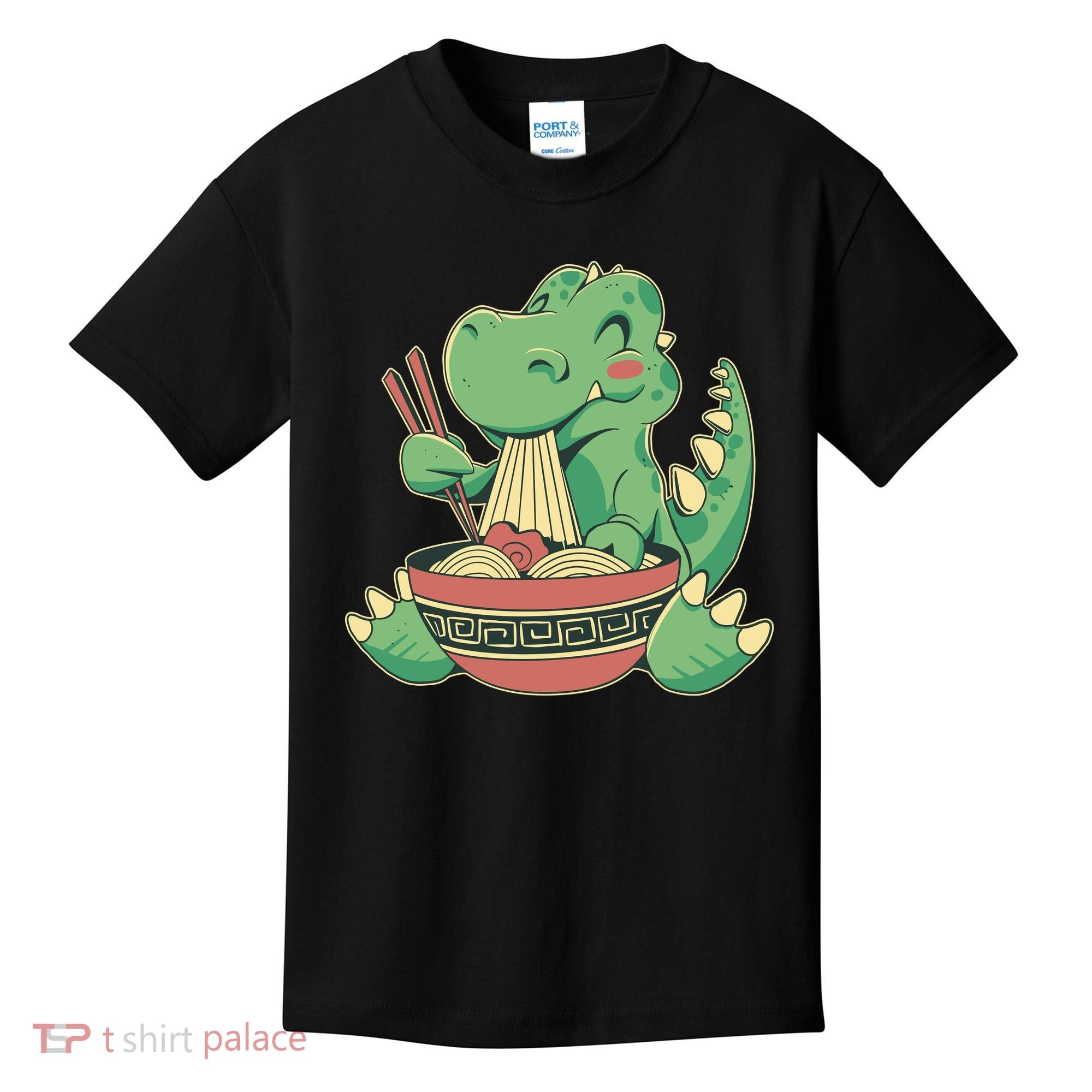 Baby Trex Eating Ramen Noodles Kids T-Shirt