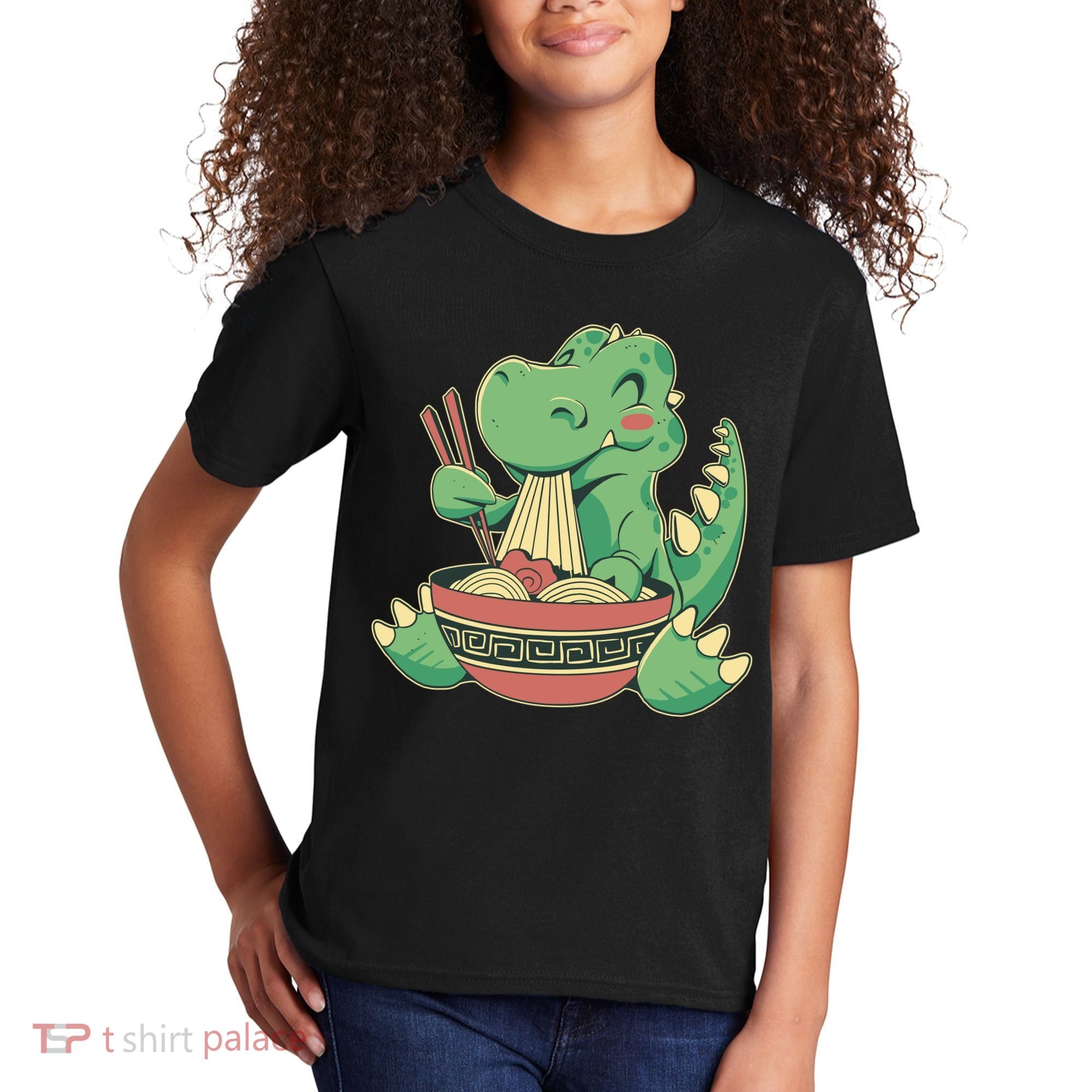 Baby Trex Eating Ramen Noodles Kids T-Shirt