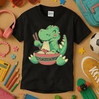 Baby Trex Eating Ramen Noodles Kids T-Shirt thumb 3