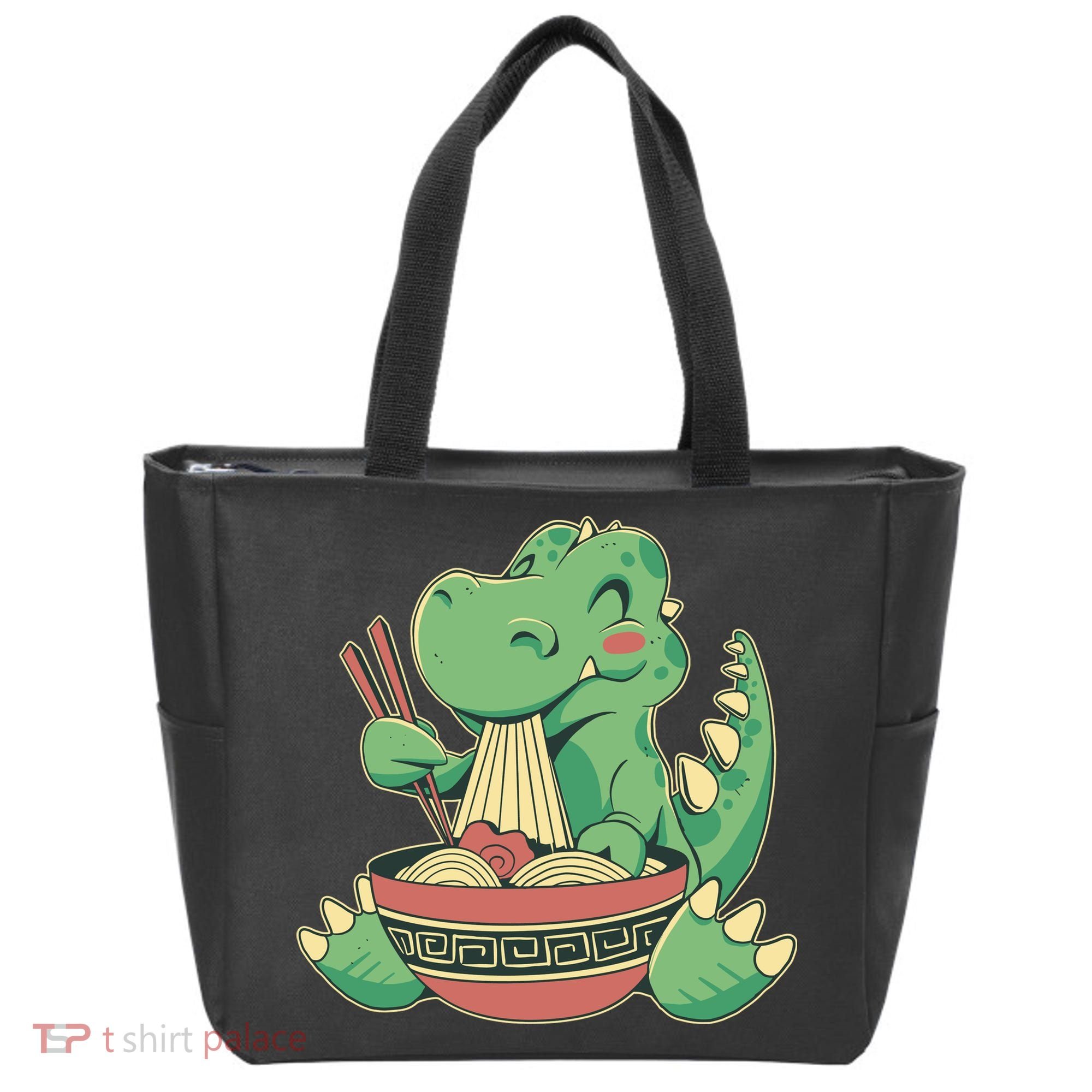 Baby Trex Eating Ramen Noodles Tote Bag
